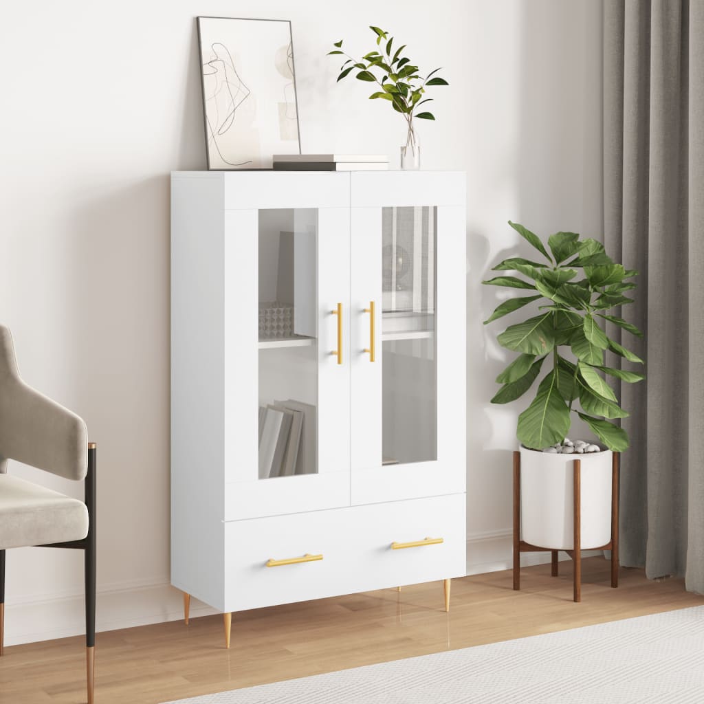 vidaXL Wysoka szafka, biała, 69,5x31x115 cm, materiał drewnopochodny