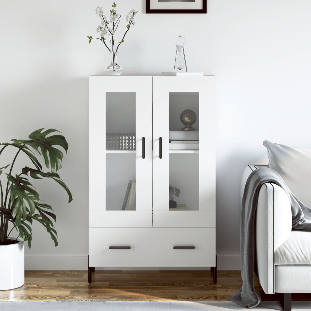 vidaXL Wysoka szafka, biała, 69,5x31x115 cm, materiał drewnopochodny