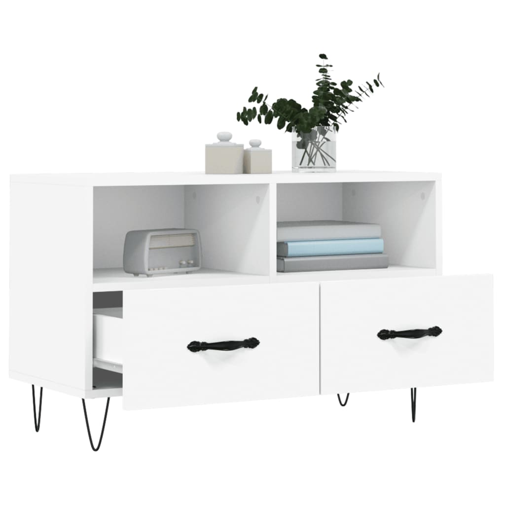 vidaXL Szafka pod TV, biała, 80x36x50 cm, materiał drewnopochodny