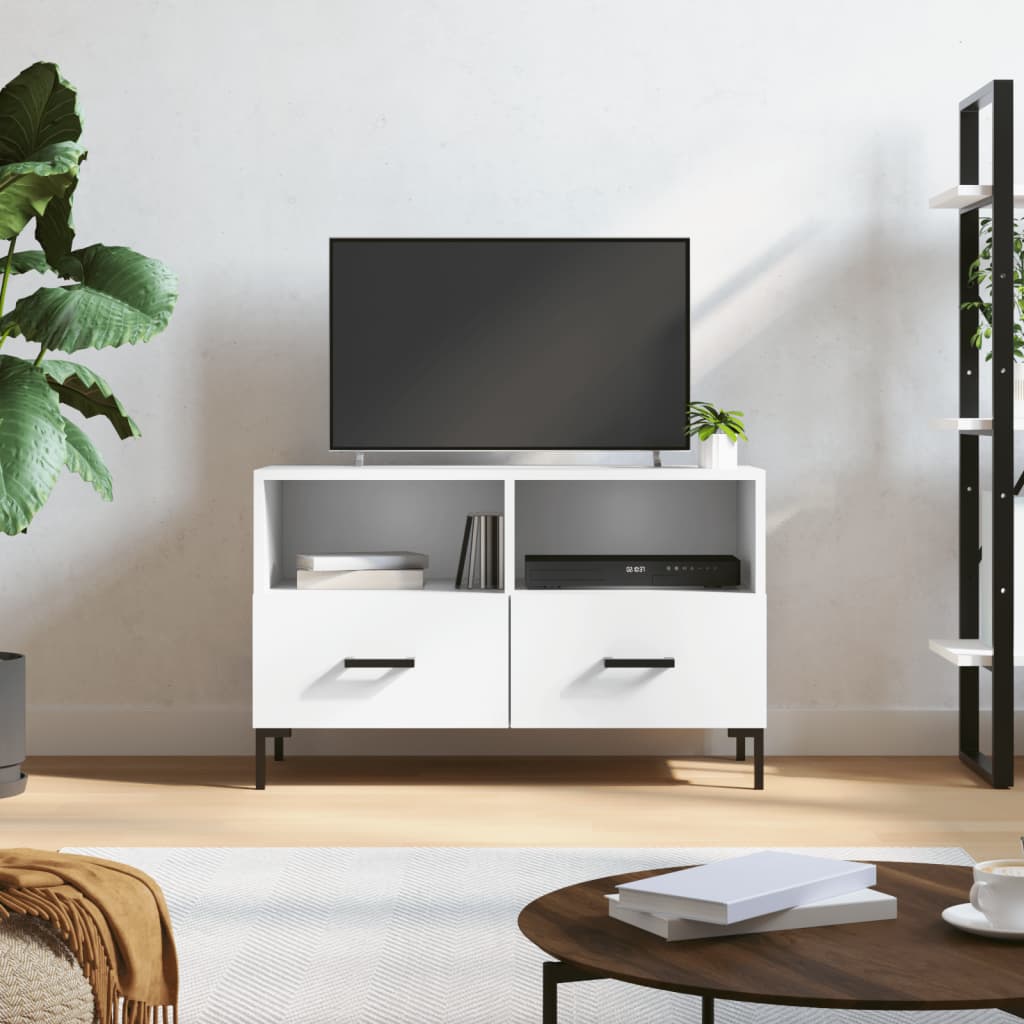 vidaXL Szafka pod TV, biała, 80x36x50 cm, materiał drewnopochodny
