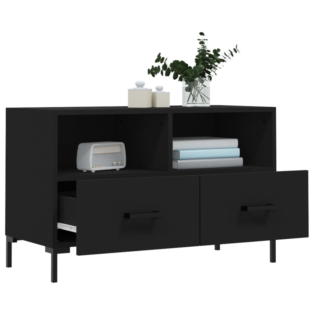 vidaXL Szafka pod TV, czarna, 80x36x50 cm, materiał drewnopochodny