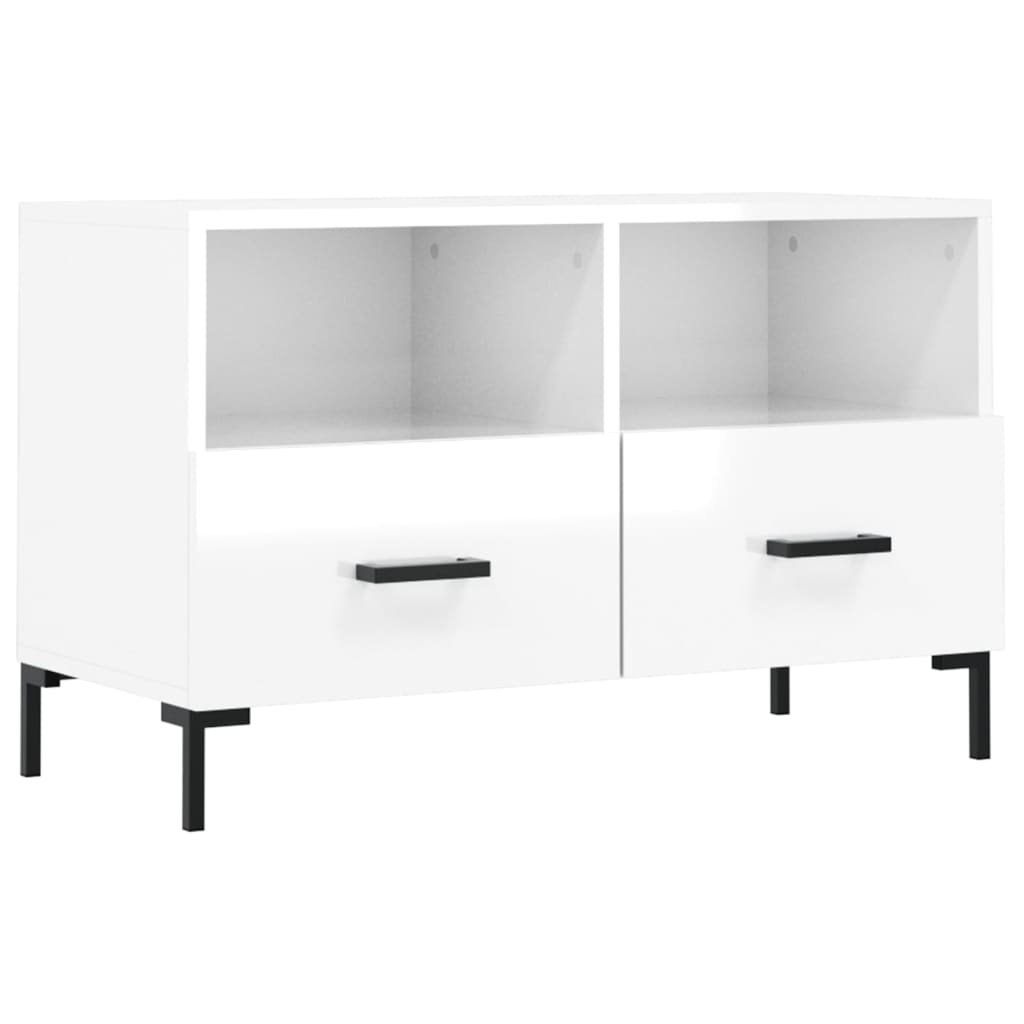 vidaXL Szafka pod TV, biała, wysoki połysk, 80x36x50 cm