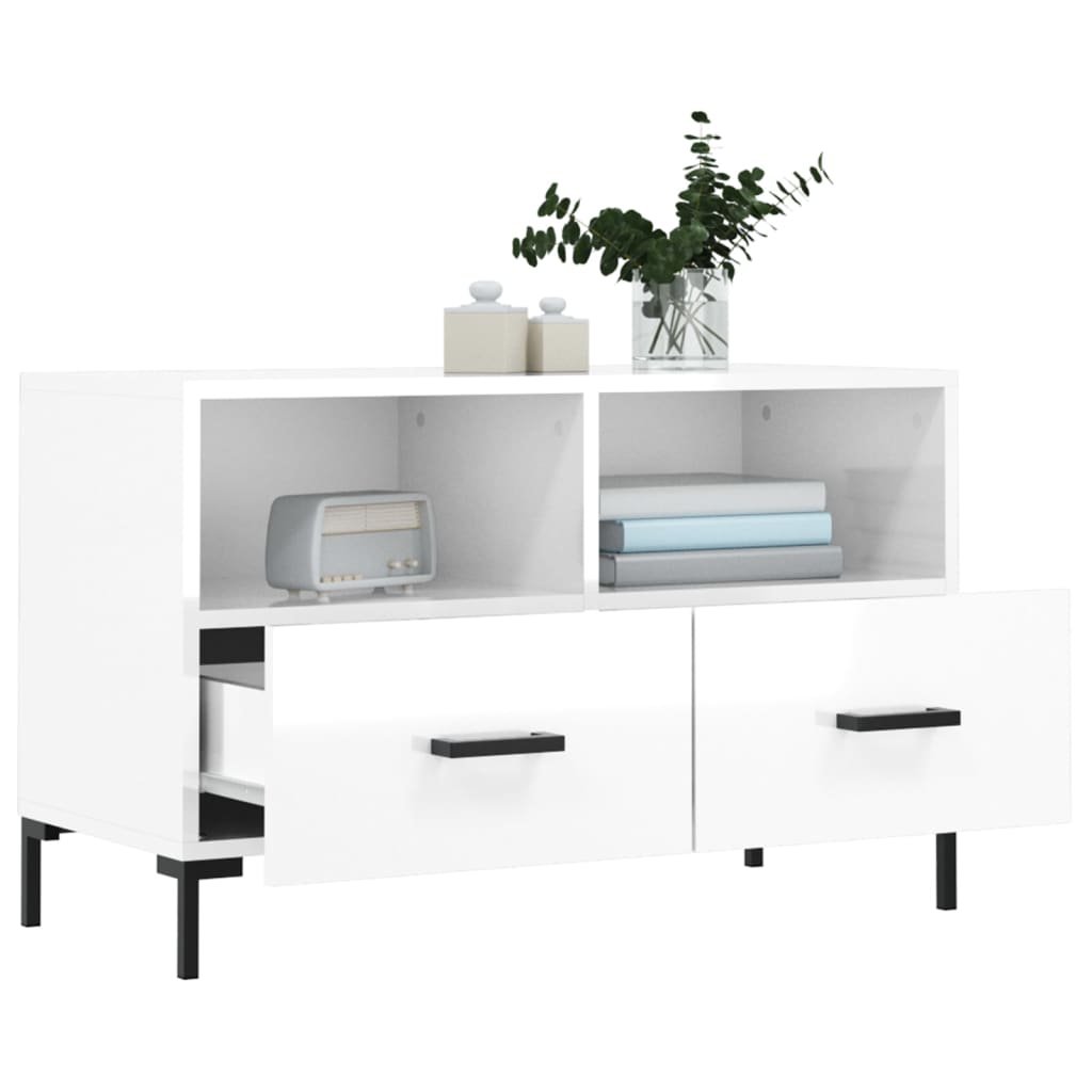 vidaXL Szafka pod TV, biała, wysoki połysk, 80x36x50 cm
