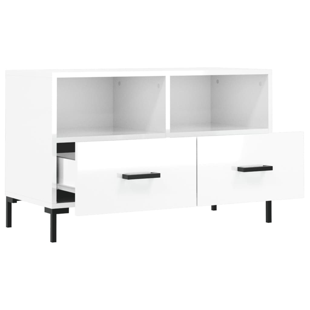 vidaXL Szafka pod TV, biała, wysoki połysk, 80x36x50 cm