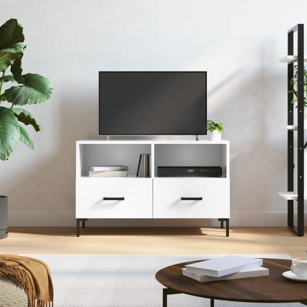 vidaXL Szafka pod TV, biała, wysoki połysk, 80x36x50 cm