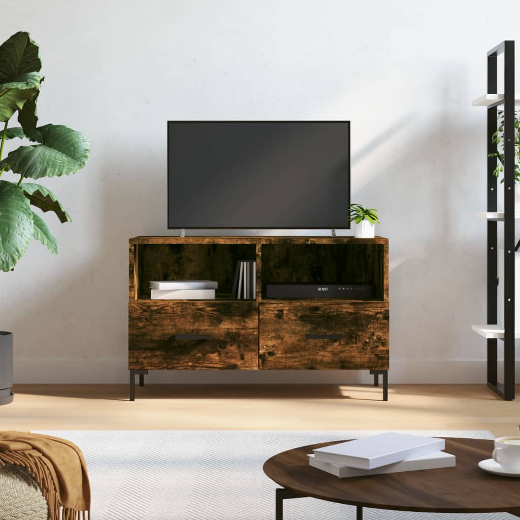vidaXL Szafka pod telewizor, przydymiony dąb, 80x36x50 cm