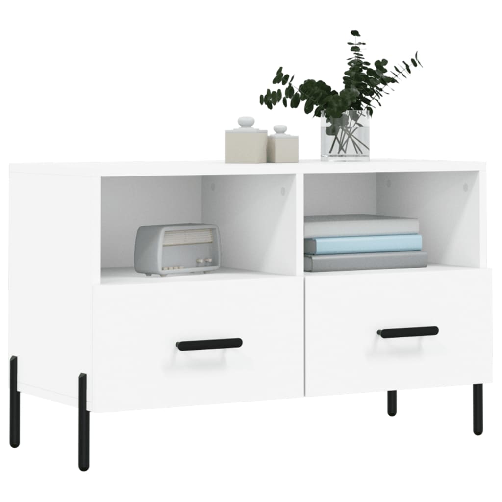 vidaXL Szafka pod TV, biała, 80x36x50 cm, materiał drewnopochodny