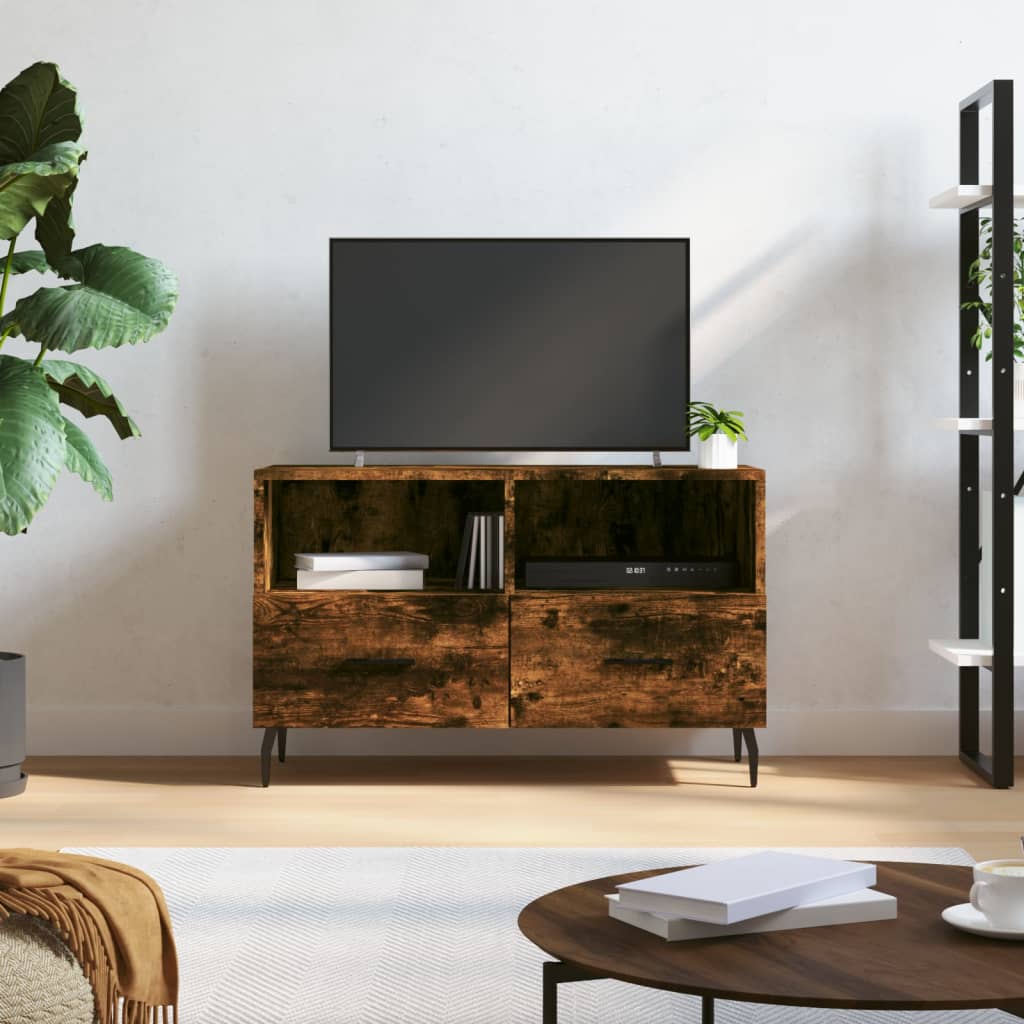 vidaXL Szafka pod telewizor, przydymiony dąb, 80x36x50 cm