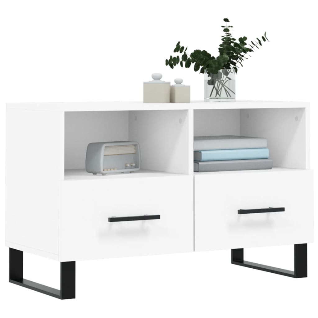 vidaXL Szafka pod TV, biała, 80x36x50 cm, materiał drewnopochodny