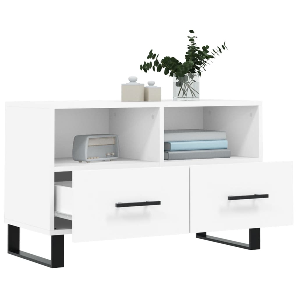 vidaXL Szafka pod TV, biała, 80x36x50 cm, materiał drewnopochodny