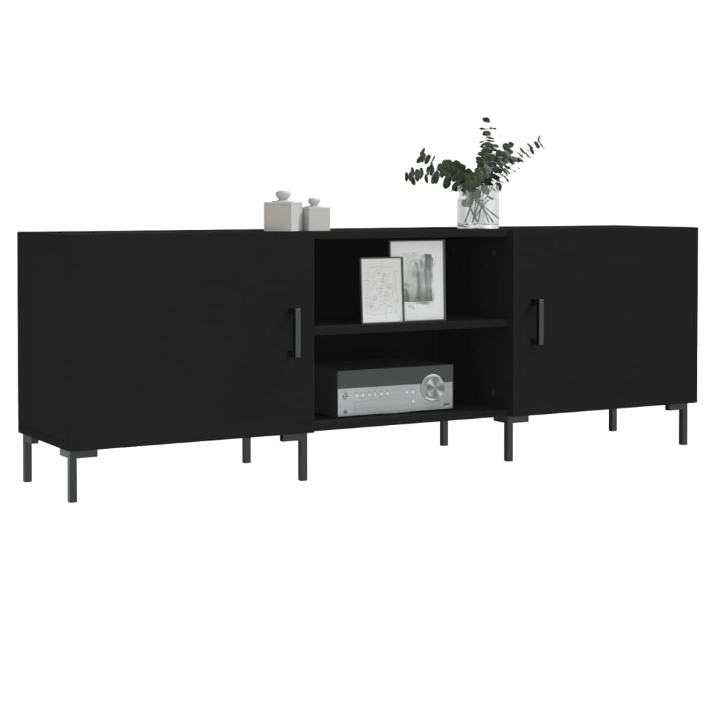 vidaXL Szafka pod TV, czarna, 150x30x50 cm, materiał drewnopochodny