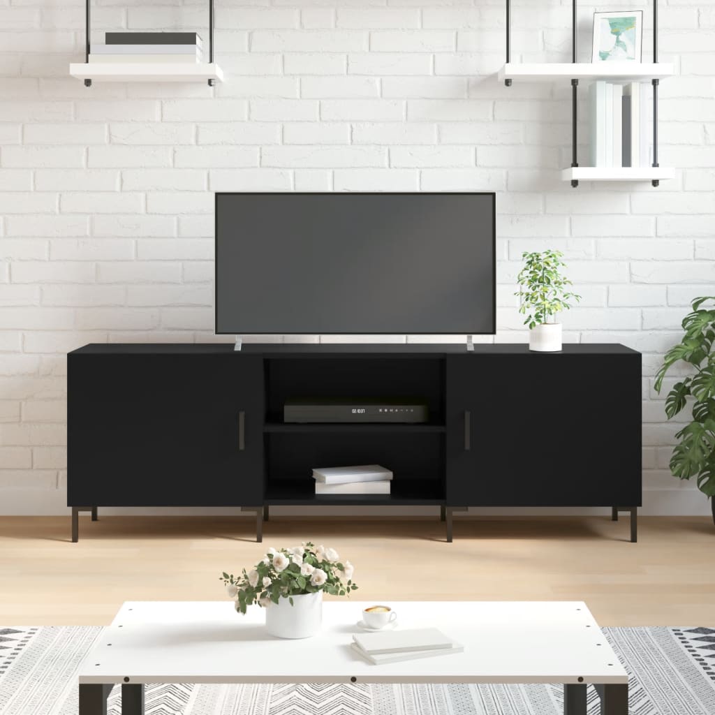 vidaXL Szafka pod TV, czarna, 150x30x50 cm, materiał drewnopochodny