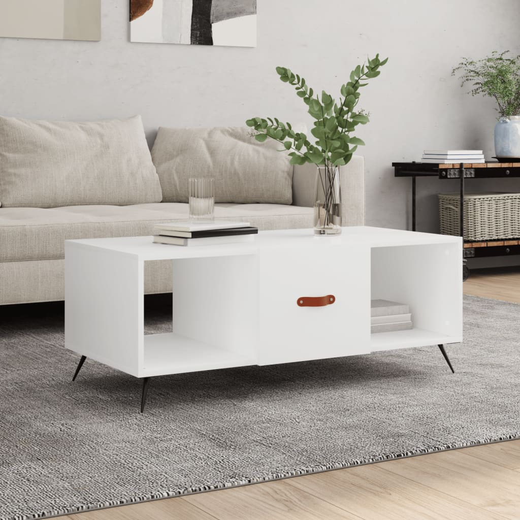 vidaXL Stolik kawowy, biały, 102x50x40 cm, materiał drewnopochodny