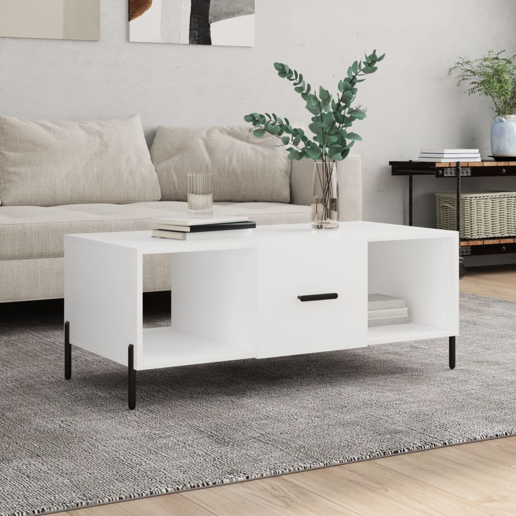 vidaXL Stolik kawowy, biały, 102x50x40 cm, materiał drewnopochodny