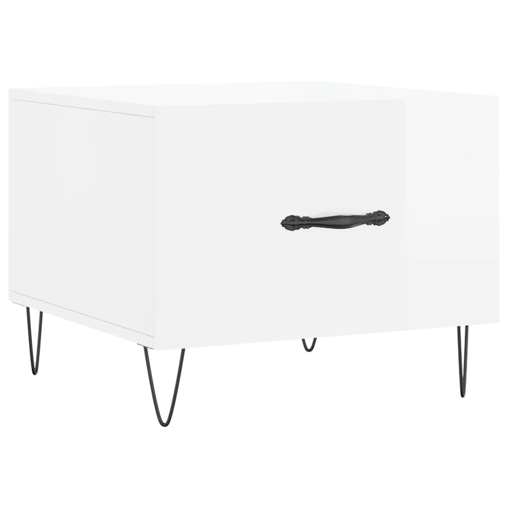 vidaXL Stoliki kawowe, 2 szt., białe z połyskiem, 50x50x40 cm