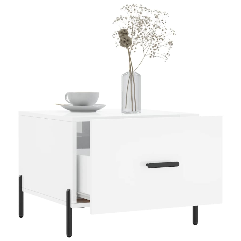 vidaXL Stolik kawowy, biały o wysokim połysku, 50x50x40 cm