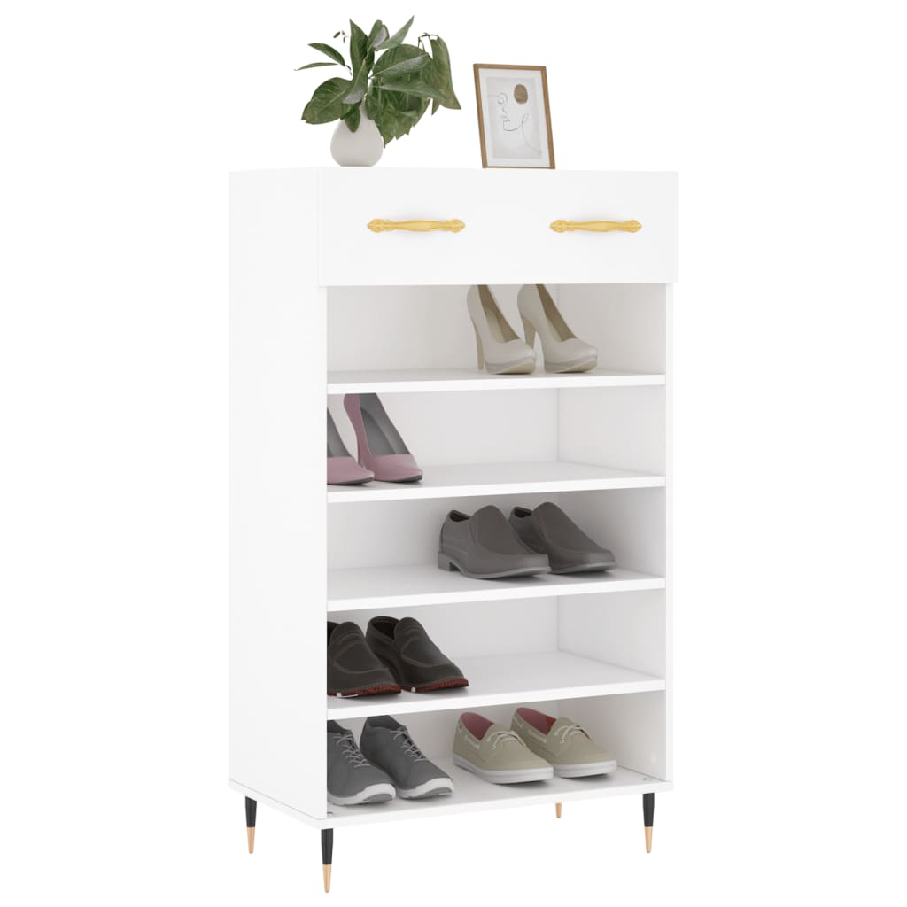 vidaXL Szafka na buty, biała, 60x35x105 cm, materiał drewnopochodny
