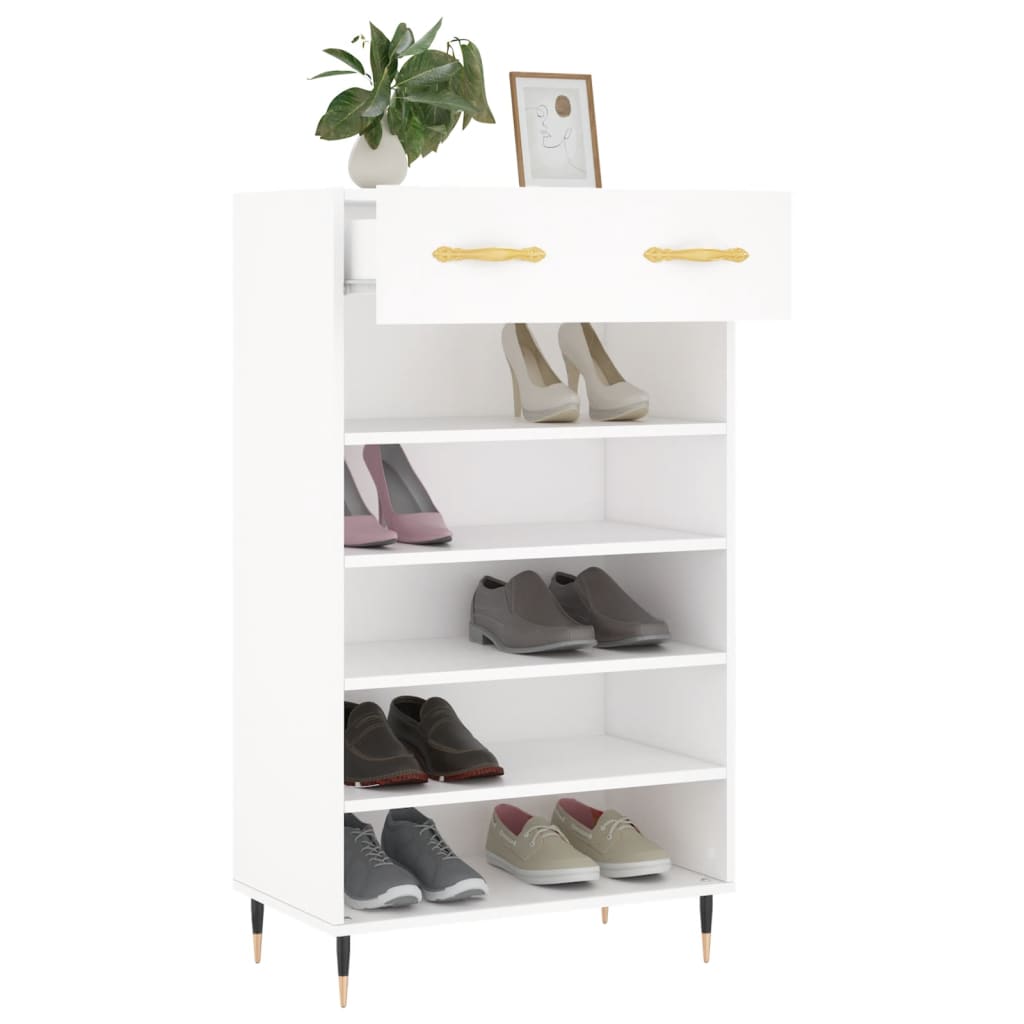 vidaXL Szafka na buty, biała, 60x35x105 cm, materiał drewnopochodny