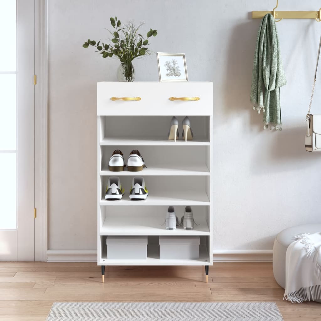 vidaXL Szafka na buty, biała, 60x35x105 cm, materiał drewnopochodny