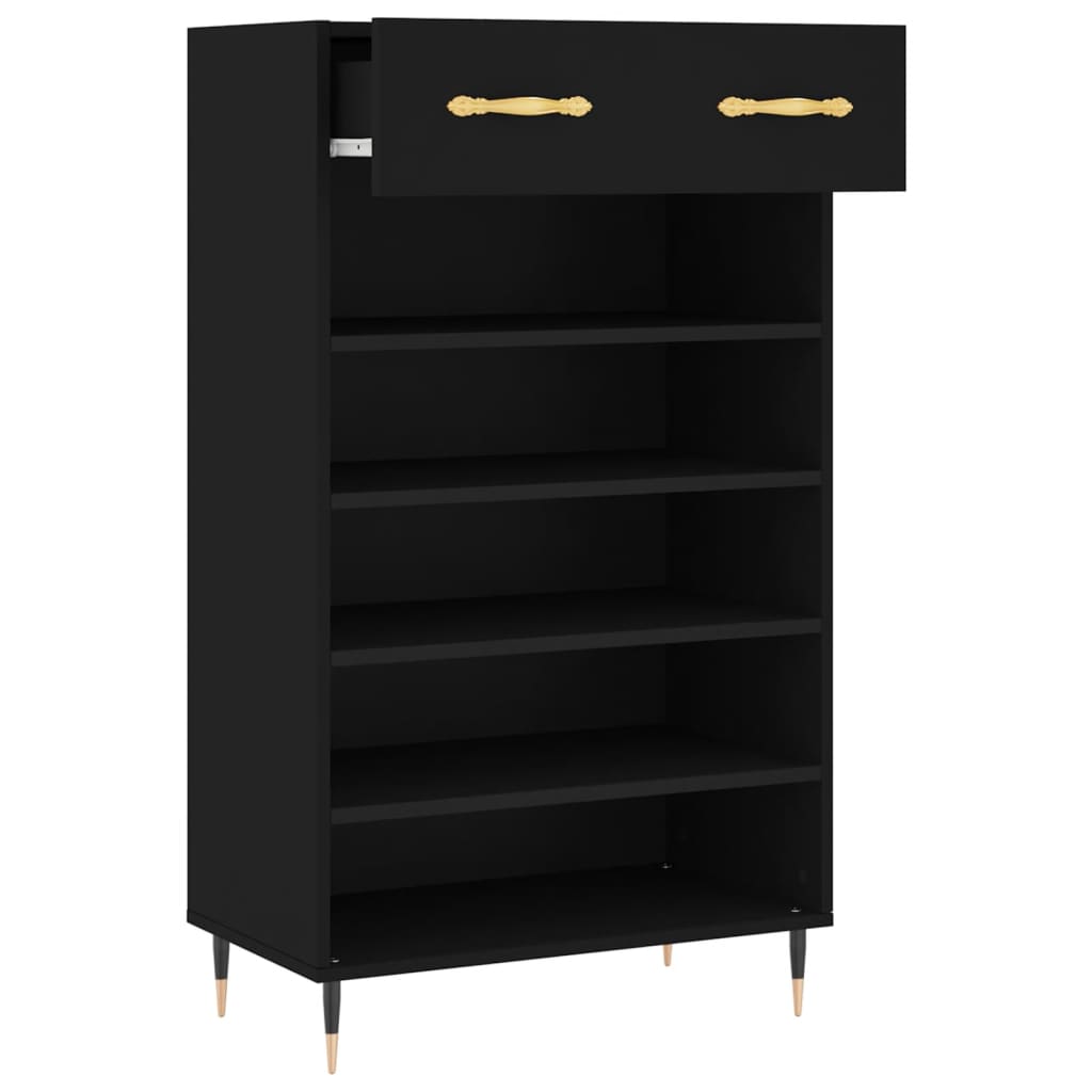 vidaXL Szafka na buty, czarna, 60x35x105 cm, materiał drewnopochodny