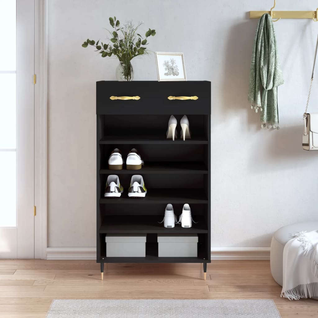vidaXL Szafka na buty, czarna, 60x35x105 cm, materiał drewnopochodny