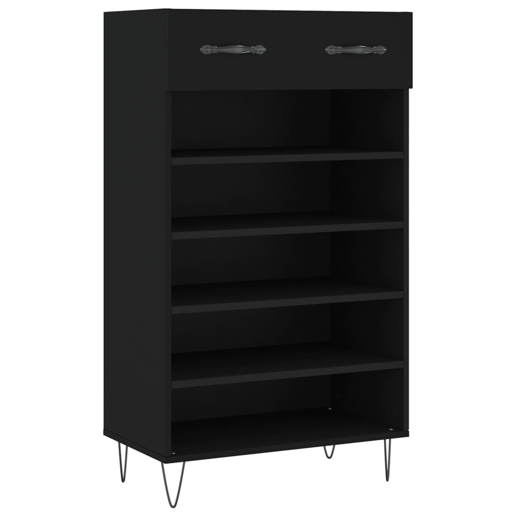 vidaXL Szafka na buty, czarna, 60x35x105 cm, materiał drewnopochodny