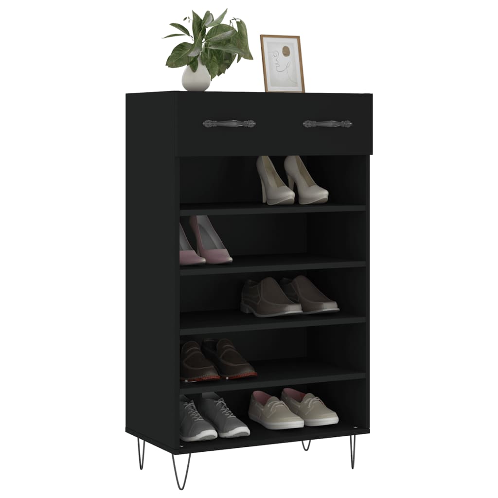 vidaXL Szafka na buty, czarna, 60x35x105 cm, materiał drewnopochodny