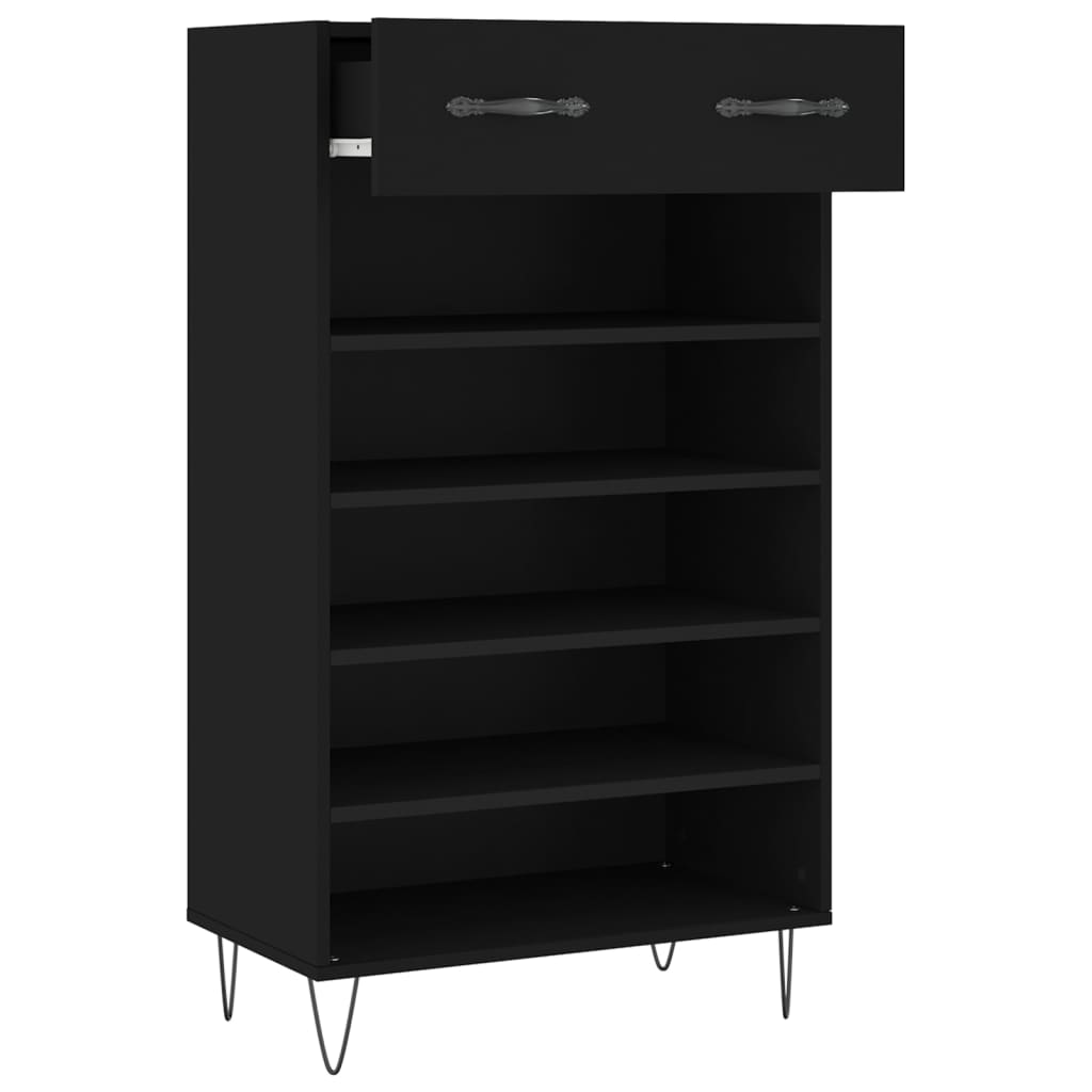 vidaXL Szafka na buty, czarna, 60x35x105 cm, materiał drewnopochodny