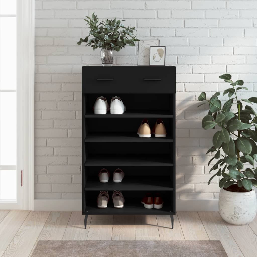 vidaXL Szafka na buty, czarna, 60x35x105 cm, materiał drewnopochodny
