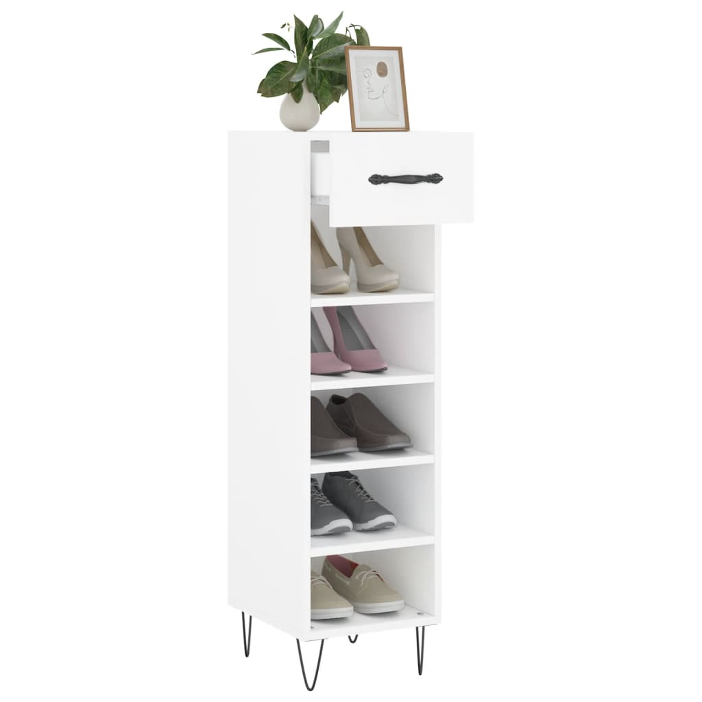 vidaXL Szafka na buty, biała, 30x35x105 cm, materiał drewnopochodny