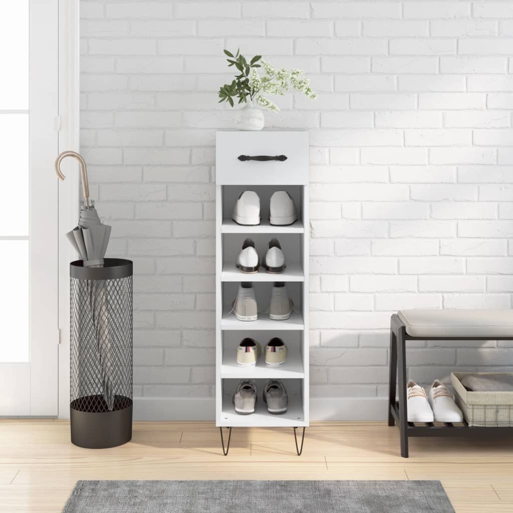 vidaXL Szafka na buty, biała, 30x35x105 cm, materiał drewnopochodny