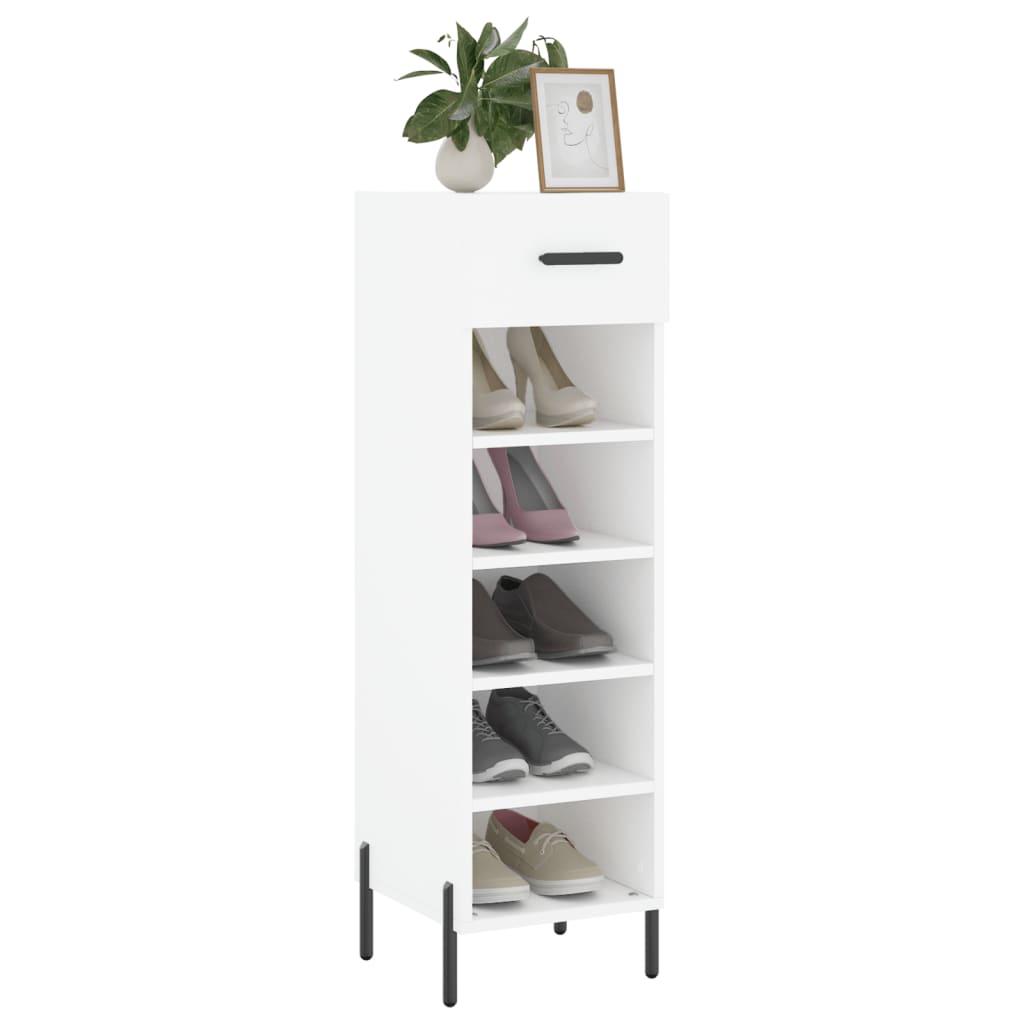 vidaXL Szafka na buty, biała, 30x35x105 cm, materiał drewnopochodny