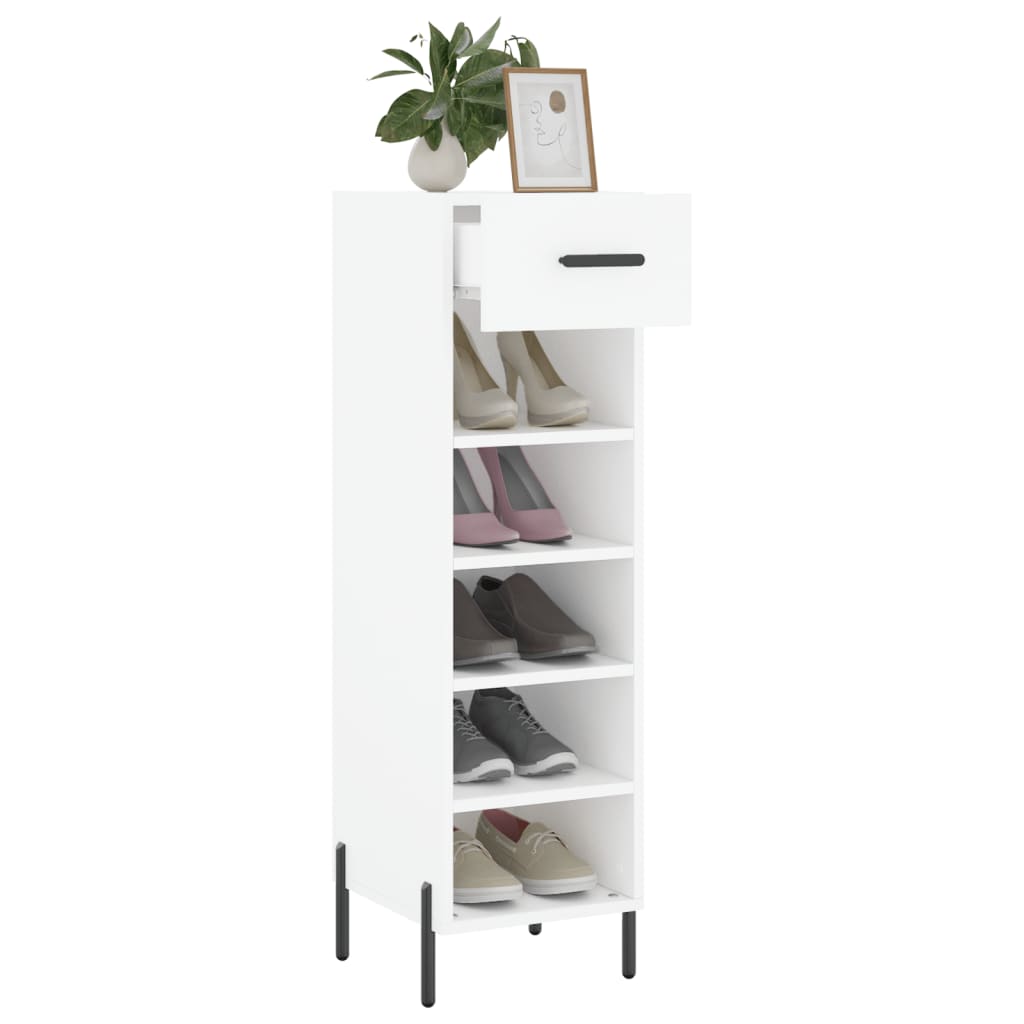 vidaXL Szafka na buty, biała, 30x35x105 cm, materiał drewnopochodny