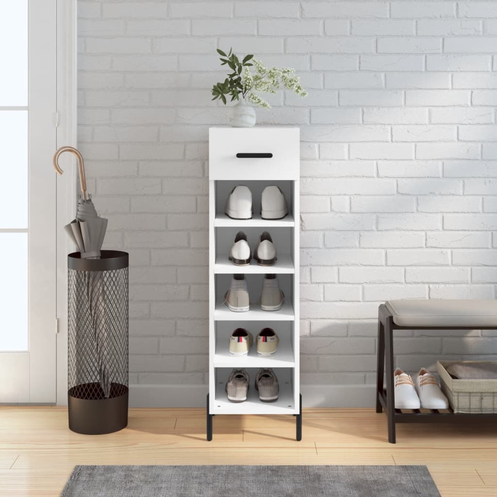 vidaXL Szafka na buty, biała, 30x35x105 cm, materiał drewnopochodny
