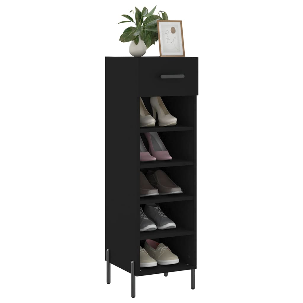 vidaXL Szafka na buty, czarna, 30x35x105 cm, materiał drewnopochodny