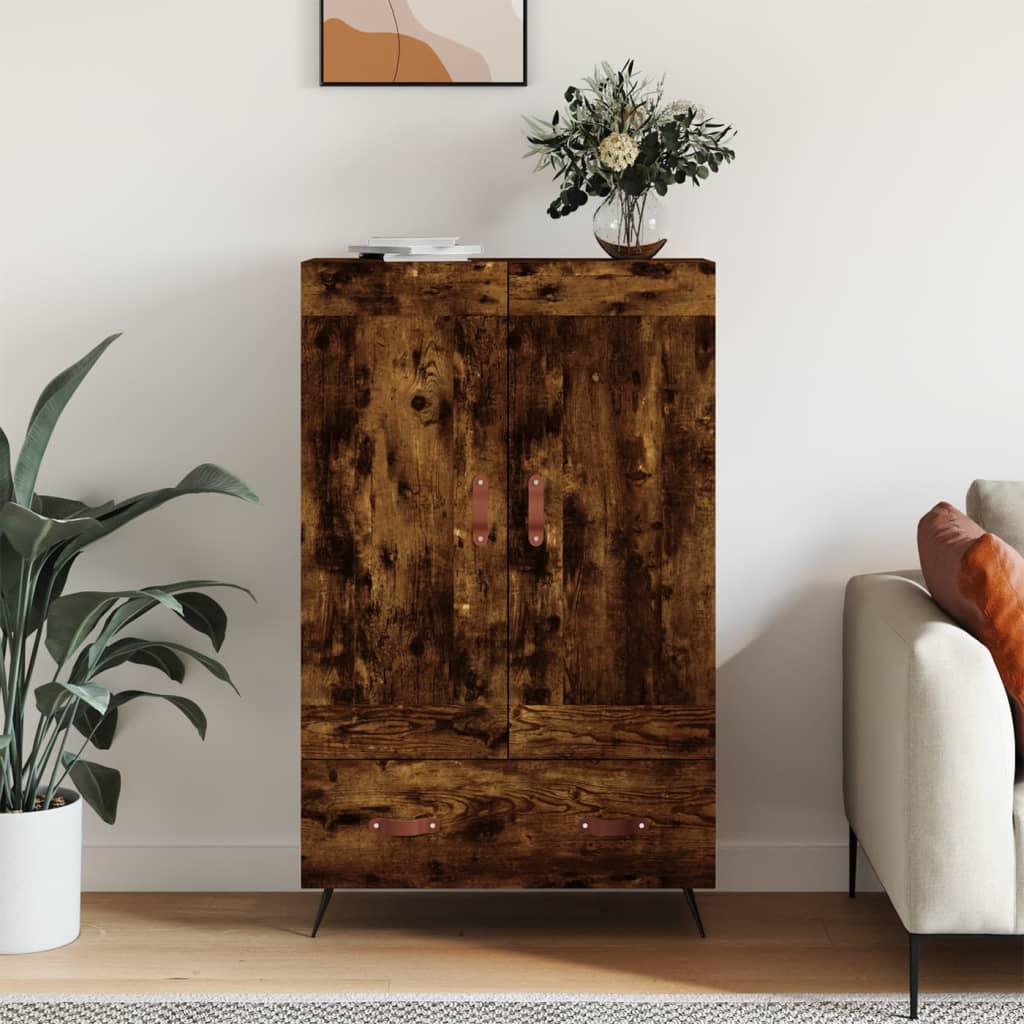 vidaXL Wysoka szafka, przydymiony dąb, 69,5x31x115 cm