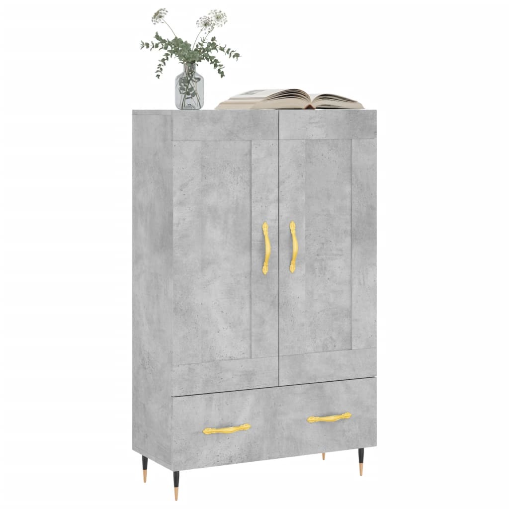 vidaXL Wysoka szafka, szarość betonu, 69,5x31x115 cm