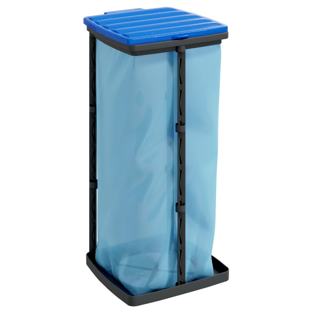 vidaXL Stojaki na worki na śmieci, 2 szt., czarno-niebieskie, 60 L, PP