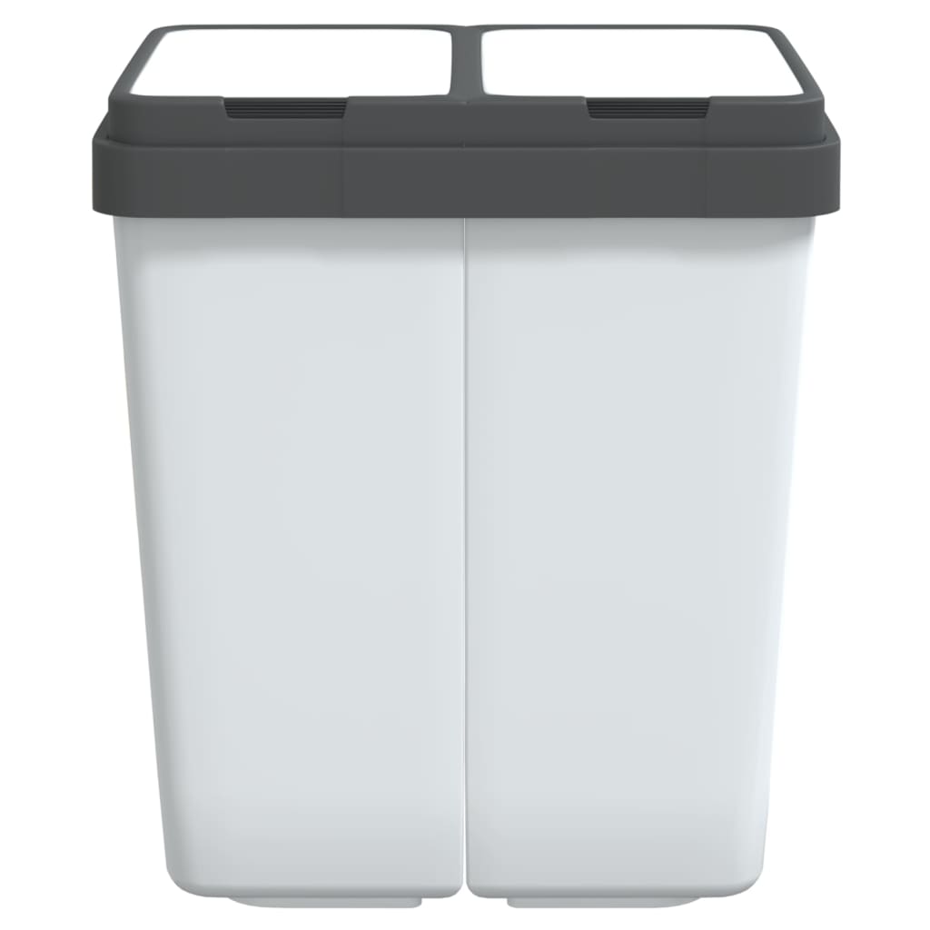 vidaXL Podwójny kosz na śmieci, biały, 2x25 L
