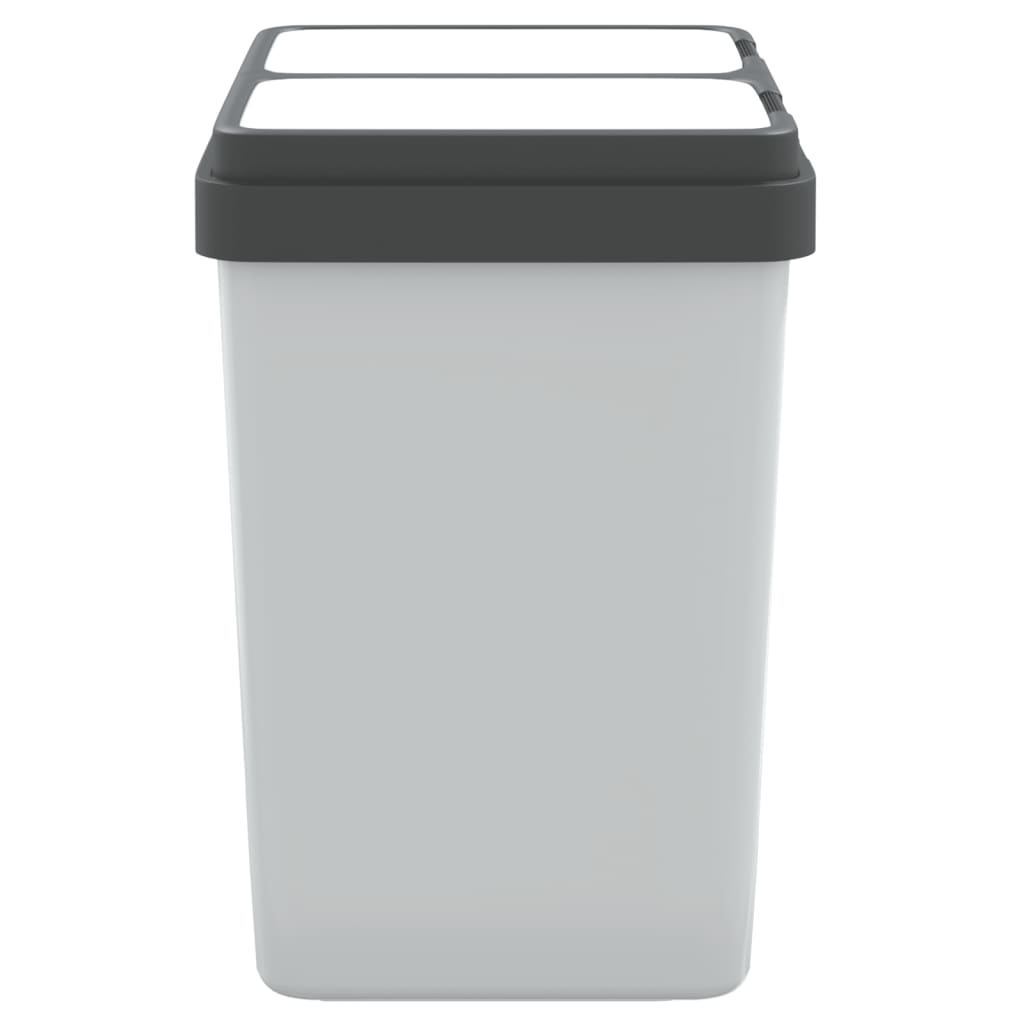 vidaXL Podwójny kosz na śmieci, biały, 2x25 L