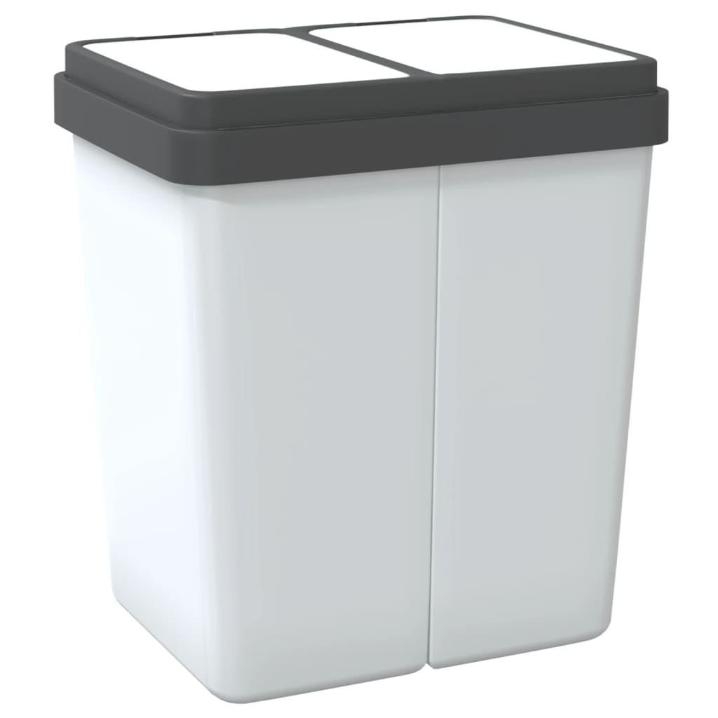 vidaXL Podwójny kosz na śmieci, biały, 2x25 L