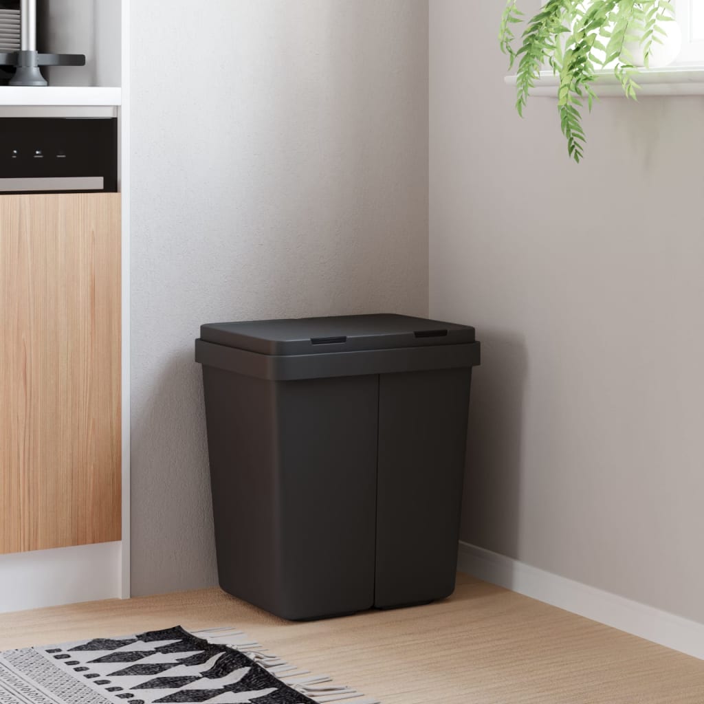 vidaXL Podwójny kosz na śmieci, antracytowy, 2x25 L