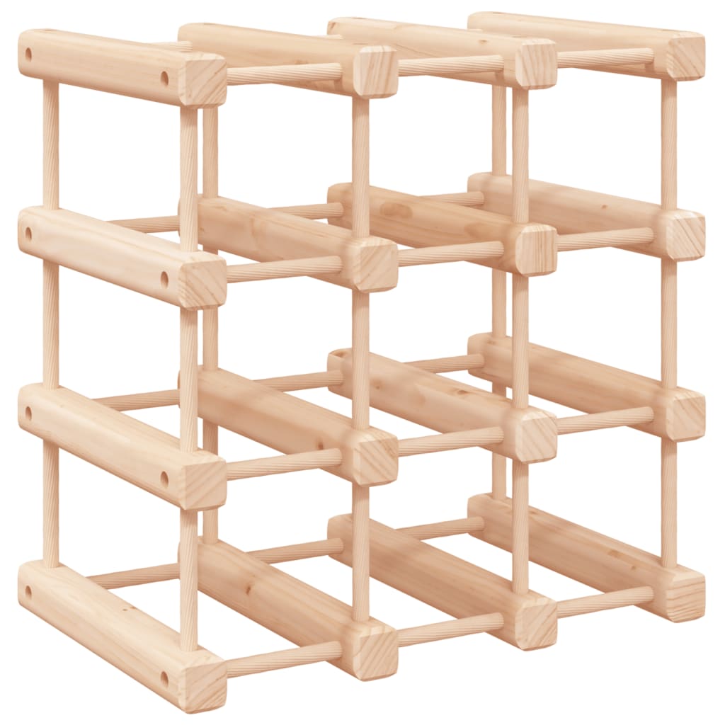 vidaXL Stojak na 12 butelek wina, 36x23x36 cm, lite drewno sosnowe