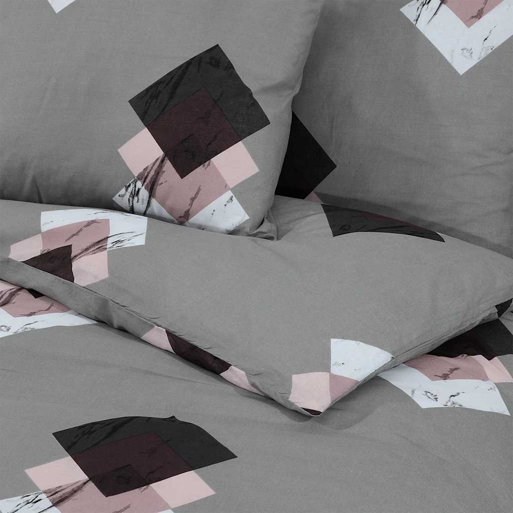 vidaXL Zestaw pościeli, szary, 200x200 cm, bawełna