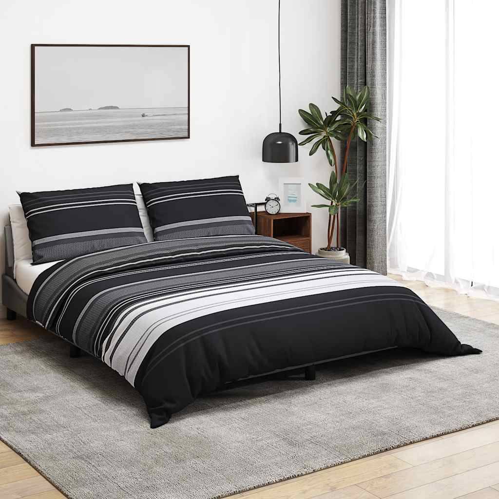 vidaXL Zestaw pościeli, czarno-biały, 260x240 cm, bawełna