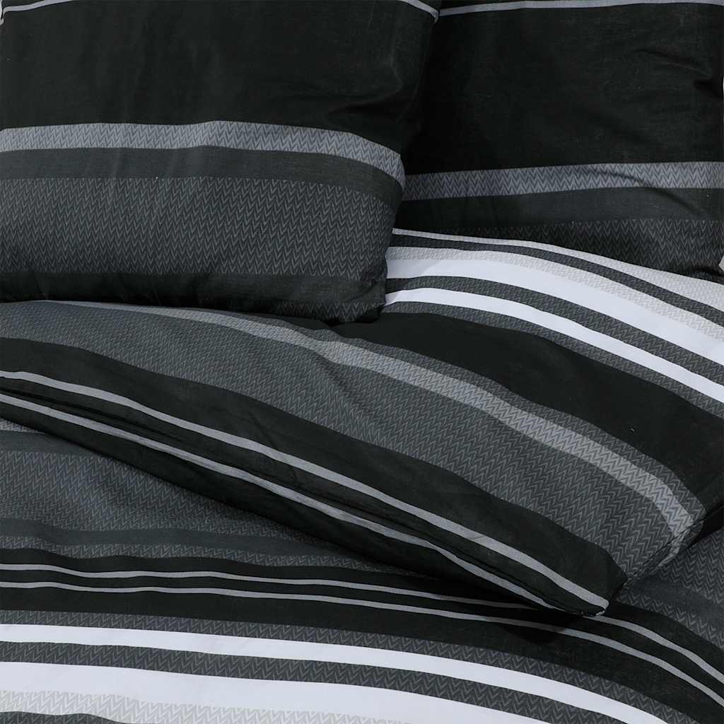 vidaXL Zestaw pościeli, czarno-biały, 200x200 cm, bawełna
