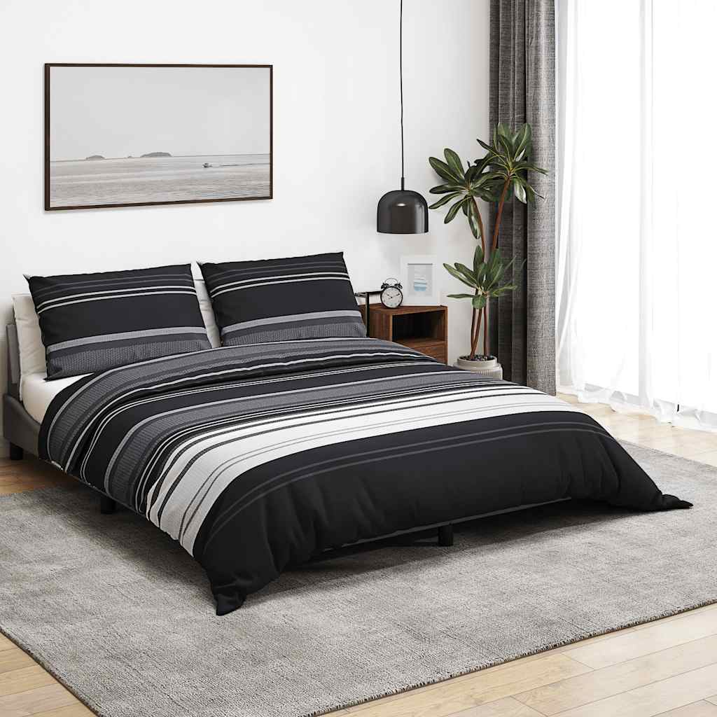 vidaXL Zestaw pościeli, czarno-biały, 140x200 cm, bawełna