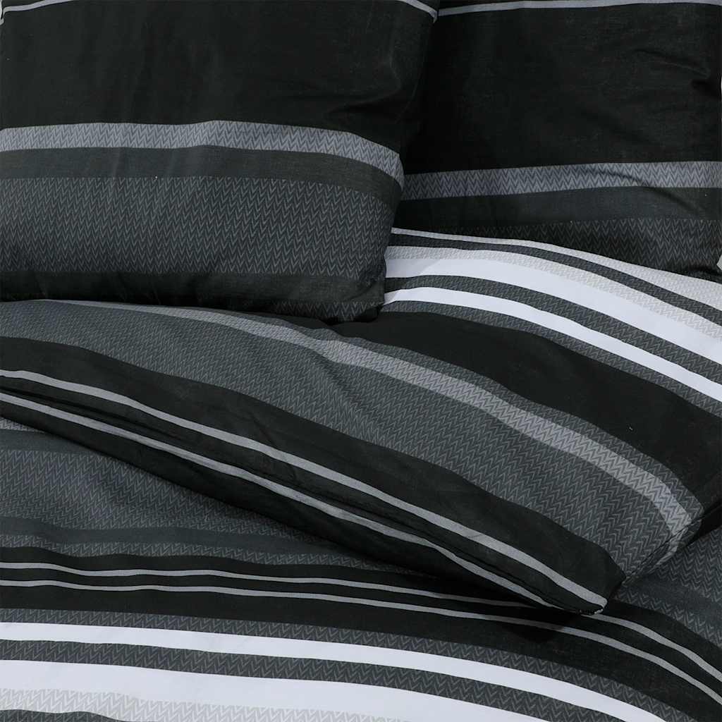 vidaXL Zestaw pościeli, czarno-biały, 200x200 cm, bawełna