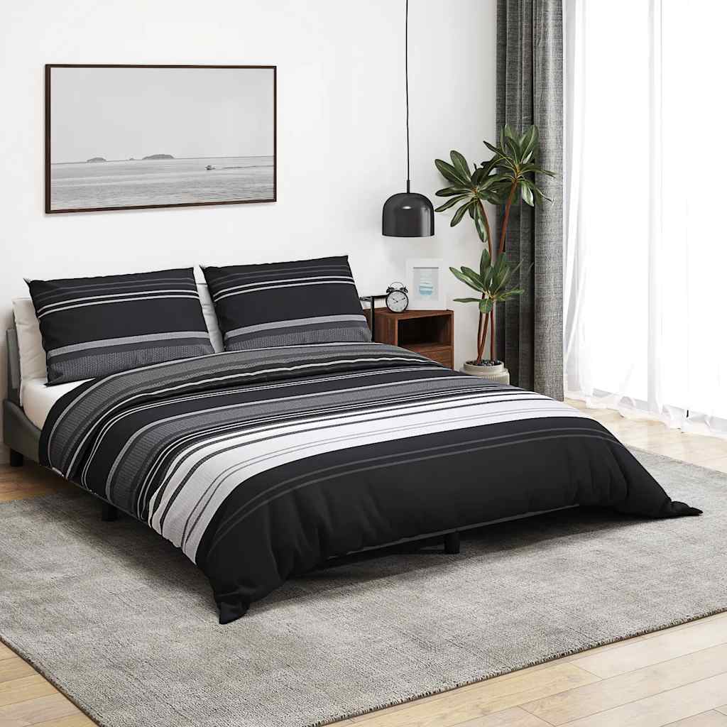 vidaXL Zestaw pościeli, czarno-biały, 260x220 cm, bawełna
