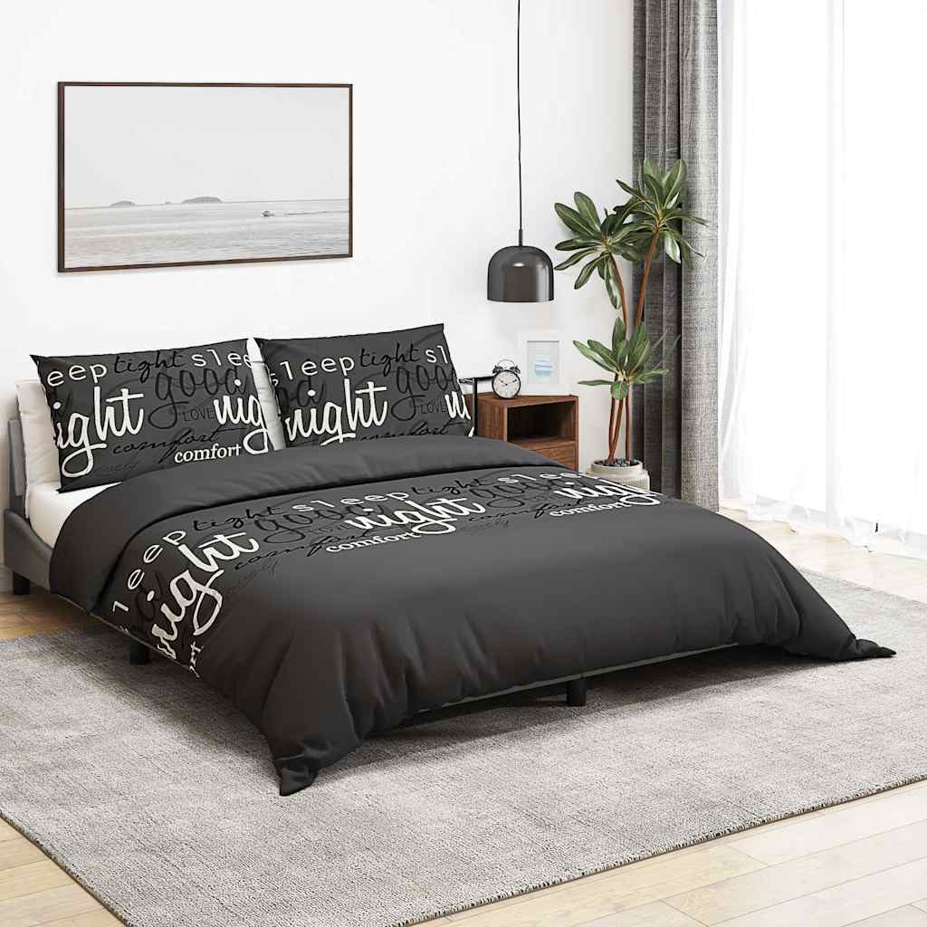vidaXL Zestaw pościeli, czarny, 225x220 cm, bawełna